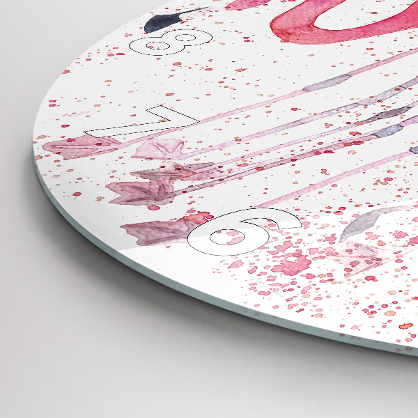 Round glass wall clock A Bunch of Flamingos