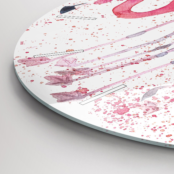 Round glass wall clock A Bunch of Flamingos