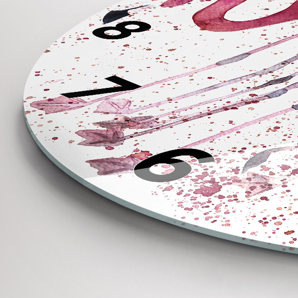 Round glass wall clock A Bunch of Flamingos