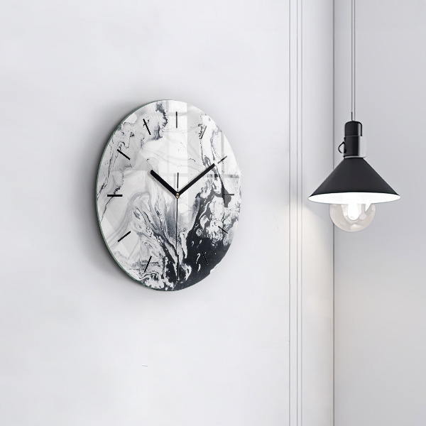 Round glass wall clock Abstract Ink Marble
