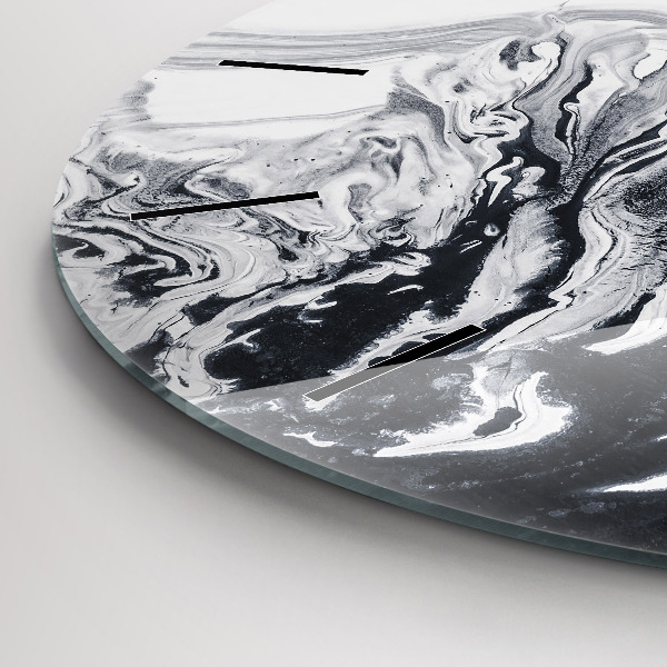 Round glass wall clock Abstract Ink Marble