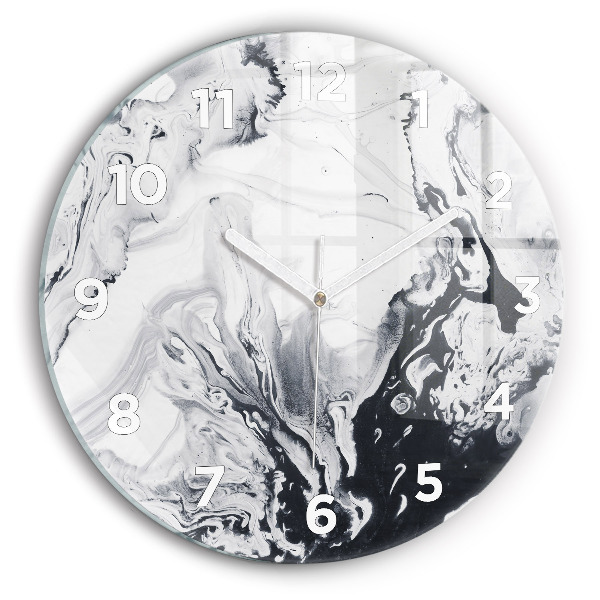Round glass wall clock Abstract Ink Marble