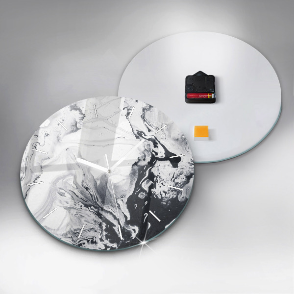 Round glass wall clock Abstract Ink Marble