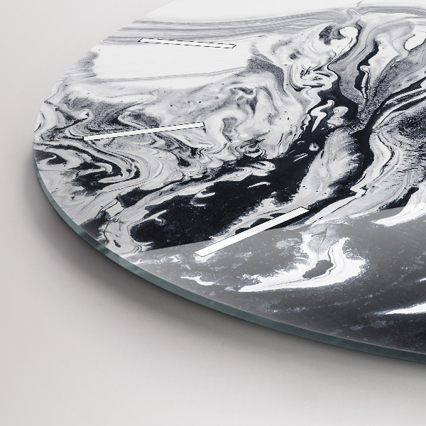 Round glass wall clock Abstract Ink Marble