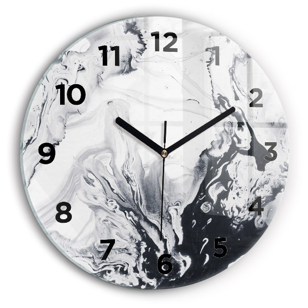 Round glass wall clock Abstract Ink Marble