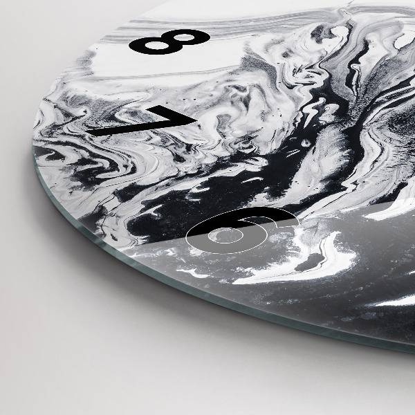 Round glass wall clock Abstract Ink Marble