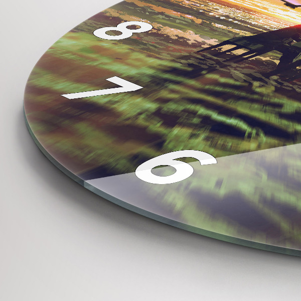 Round glass wall clock Concert on the beach