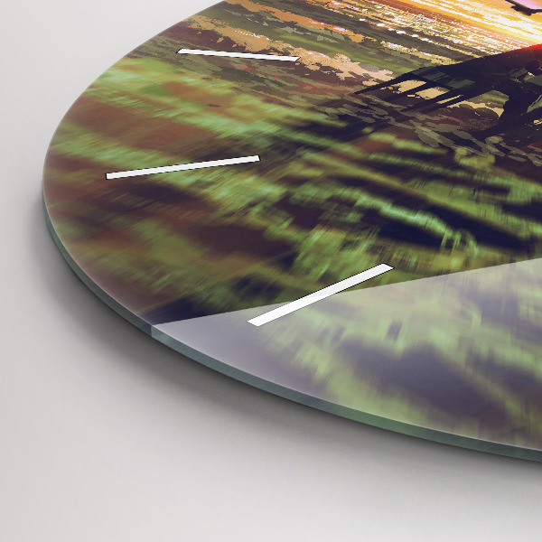 Round glass wall clock Concert on the beach