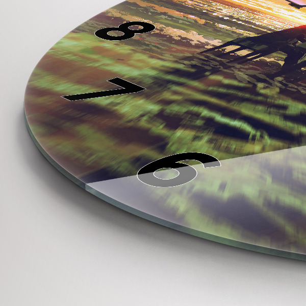 Round glass wall clock Concert on the beach