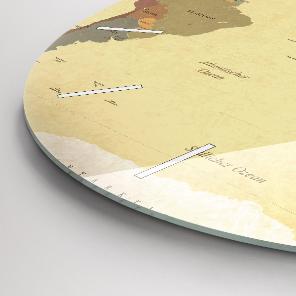 Round glass wall clock Vintage World Map