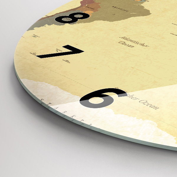 Round glass wall clock Vintage World Map