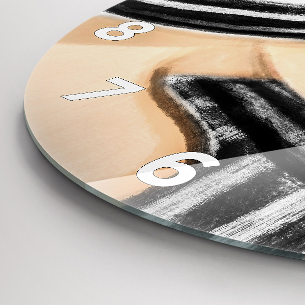 Round glass wall clock Woman in Black and White