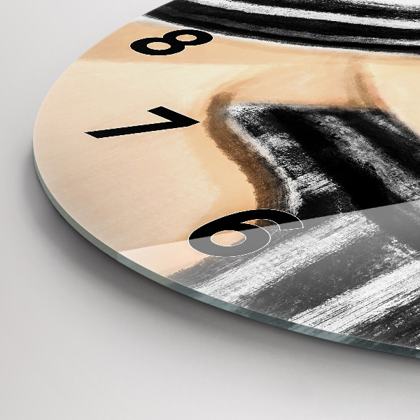 Round glass wall clock Woman in Black and White