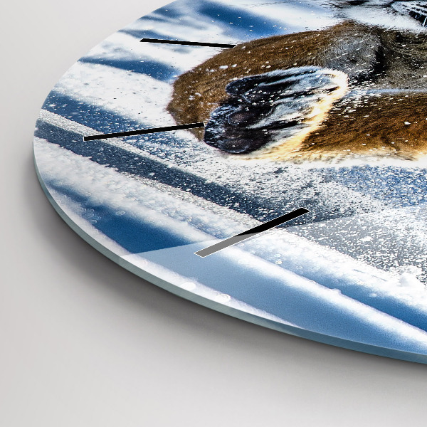 Round glass wall clock Leaping Tiger