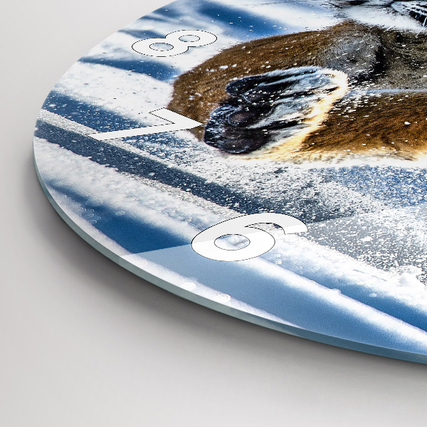 Round glass wall clock Leaping Tiger