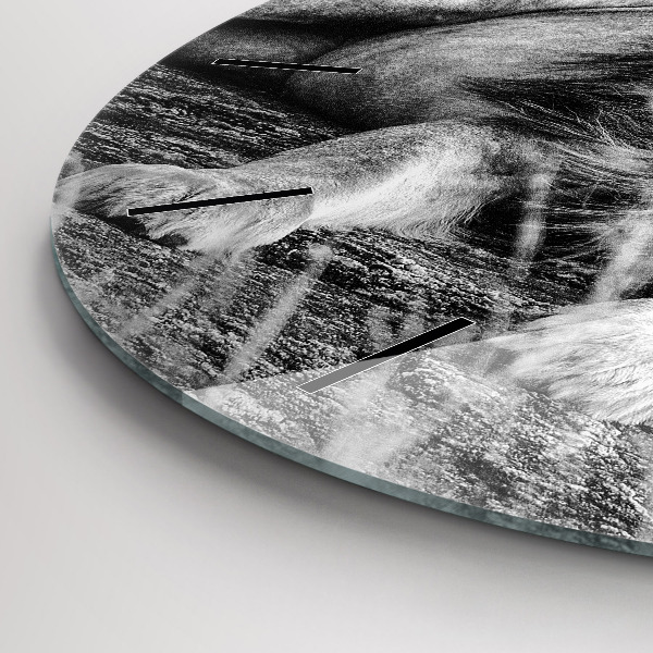 Round glass wall clock Abstraction - Lion