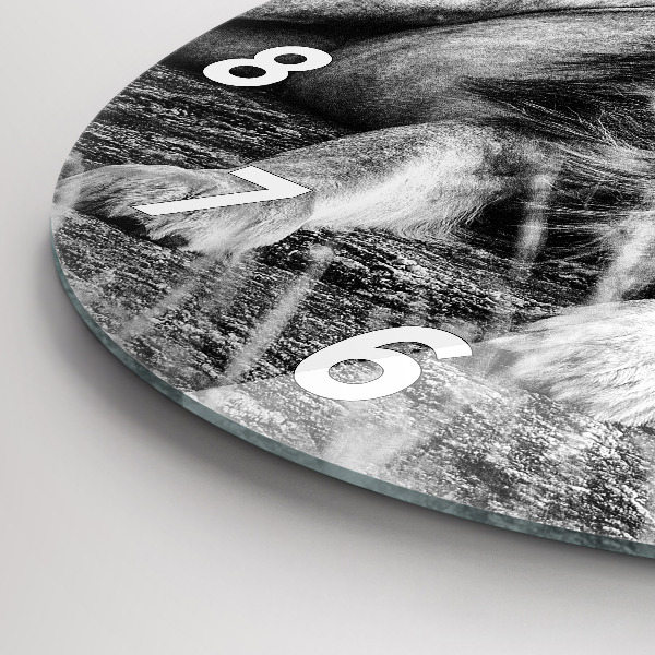 Round glass wall clock Abstraction - Lion