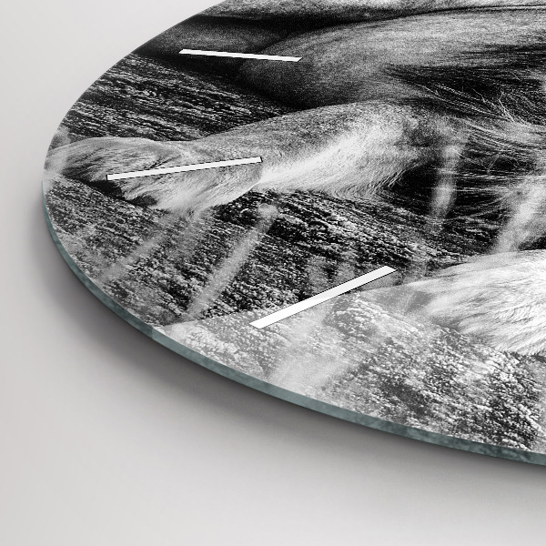 Round glass wall clock Abstraction - Lion