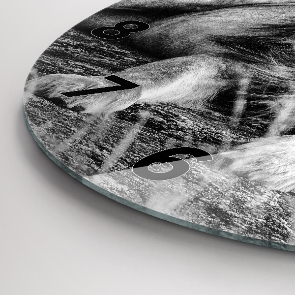 Round glass wall clock Abstraction - Lion