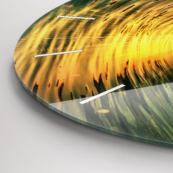 Round glass wall clock Wave Sunset