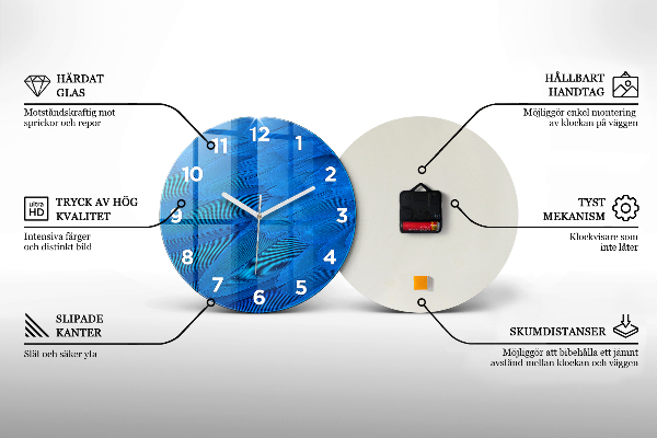 Round glass wall clock Wave Sunset