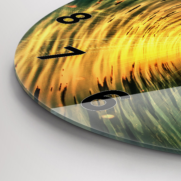 Round glass wall clock Wave Sunset