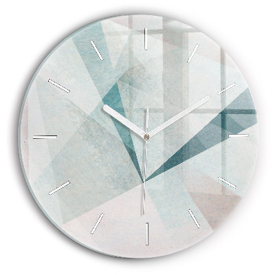 Round glass wall clock Triangles Abstract Texture