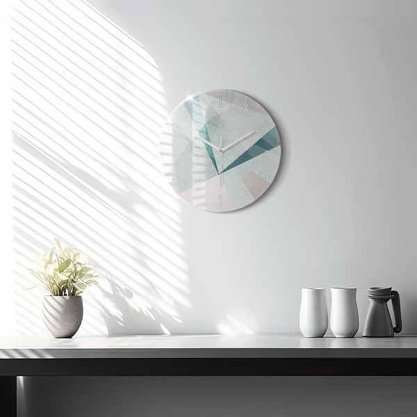 Round glass wall clock Triangles Abstract Texture