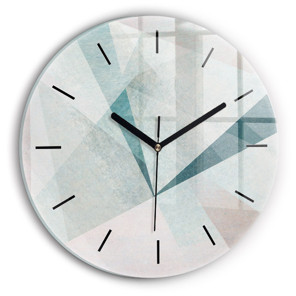 Round glass wall clock Triangles Abstract Texture