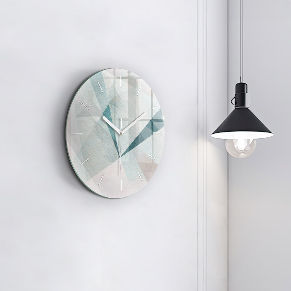 Round glass wall clock Triangles Abstract Texture