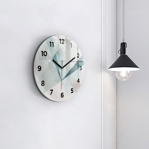 Round glass wall clock Triangles Abstract Texture