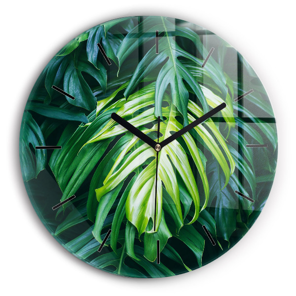 Round glass wall clock The Tropical Side of Nature