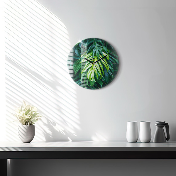Round glass wall clock The Tropical Side of Nature