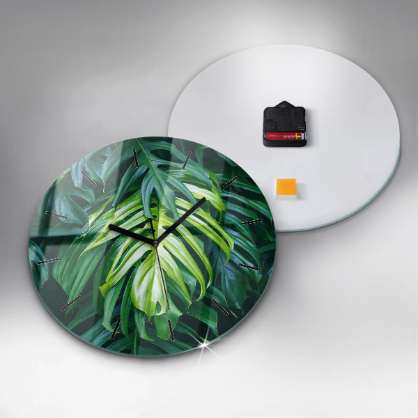 Round glass wall clock The Tropical Side of Nature
