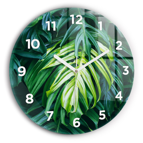 Round glass wall clock The Tropical Side of Nature