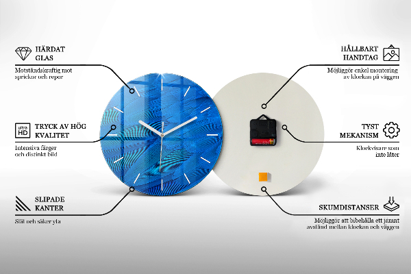 Round glass wall clock Abstract faces