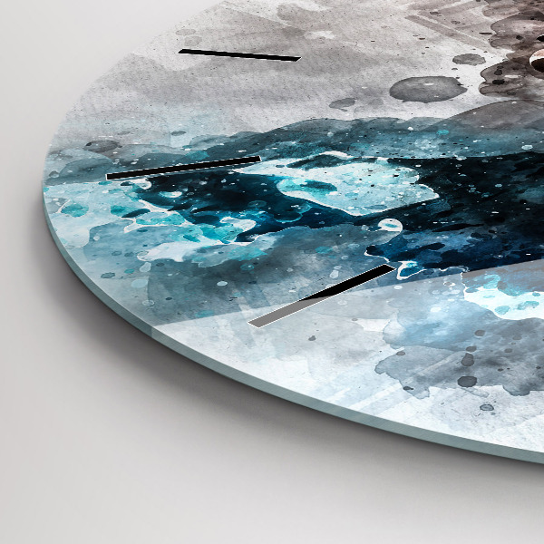 Round glass wall clock Abstract faces