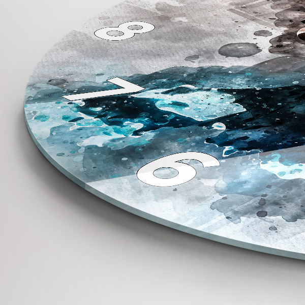 Round glass wall clock Abstract faces