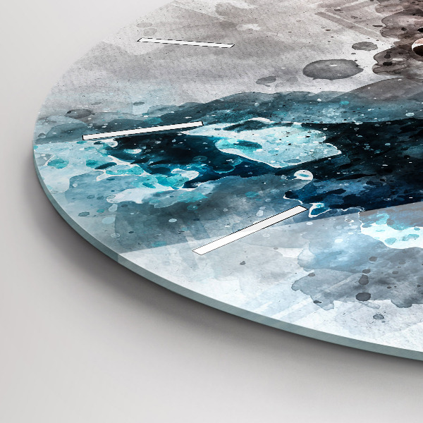 Round glass wall clock Abstract faces