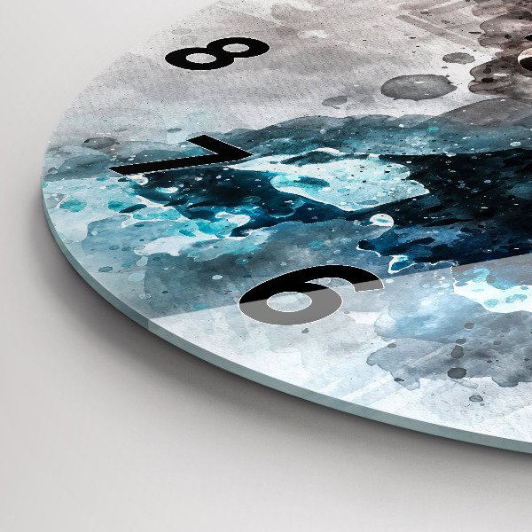 Round glass wall clock Abstract faces