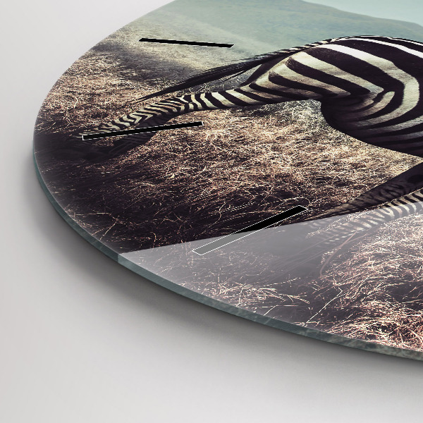 Round glass wall clock Zebra – Abstraction