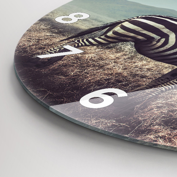 Round glass wall clock Zebra – Abstraction