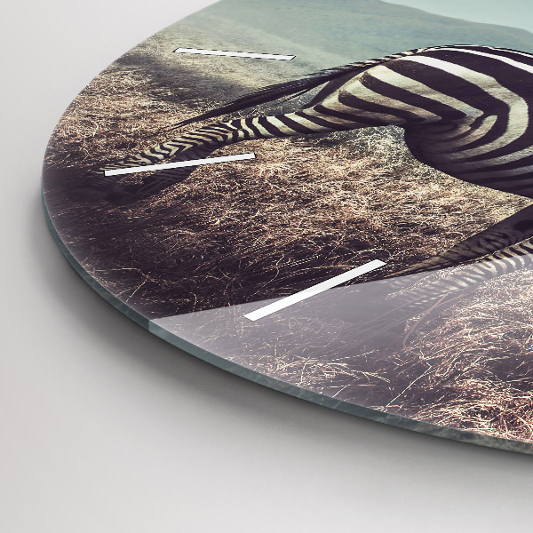 Round glass wall clock Zebra – Abstraction