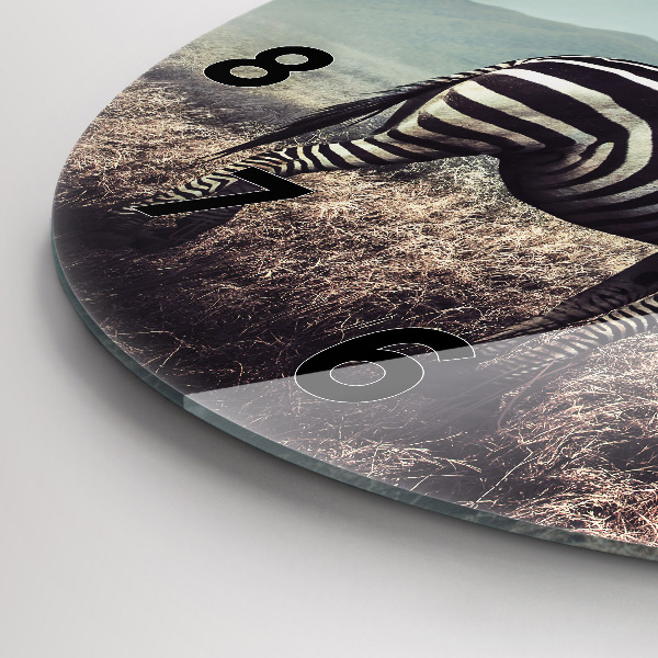 Round glass wall clock Zebra – Abstraction