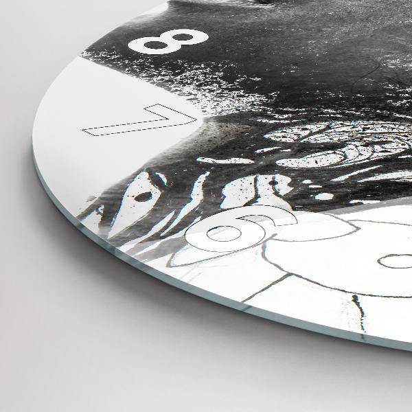 Round glass wall clock Abstract woman's face