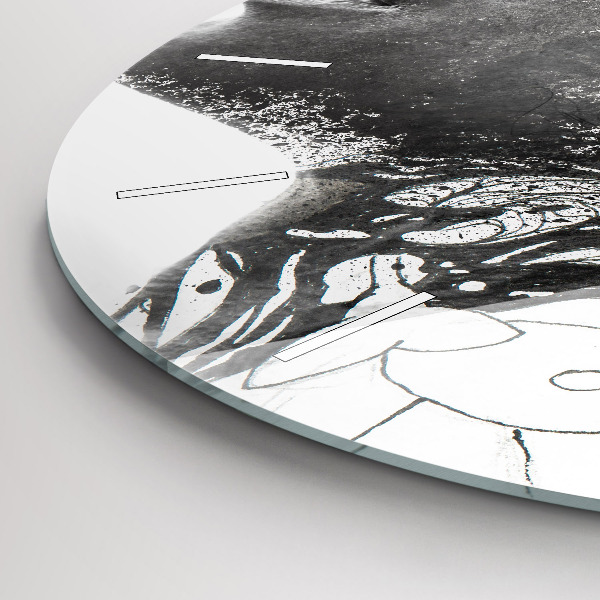 Round glass wall clock Abstract woman's face