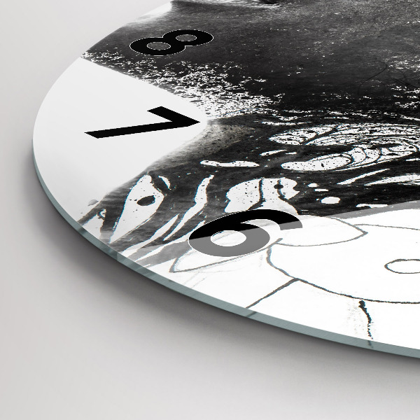Round glass wall clock Abstract woman's face