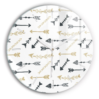 Round glass wall clock Geometric hipster pattern