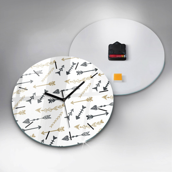 Round glass wall clock Geometric hipster pattern