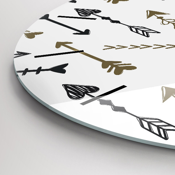 Round glass wall clock Geometric hipster pattern